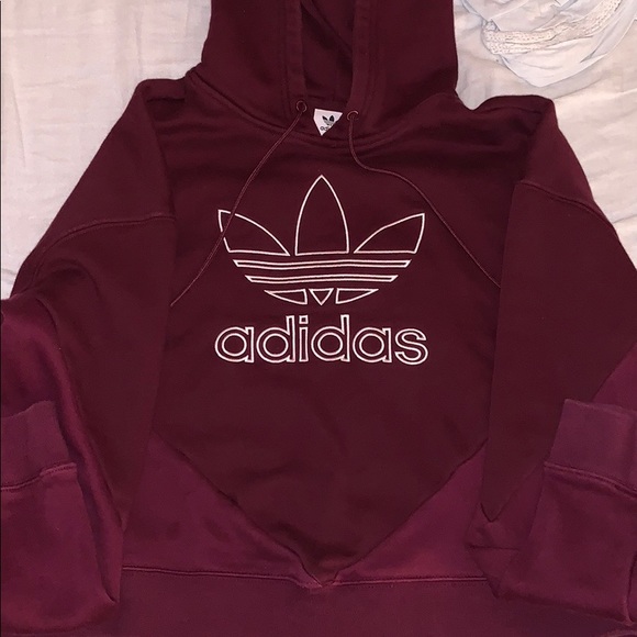 adidas burgundy cropped hoodie